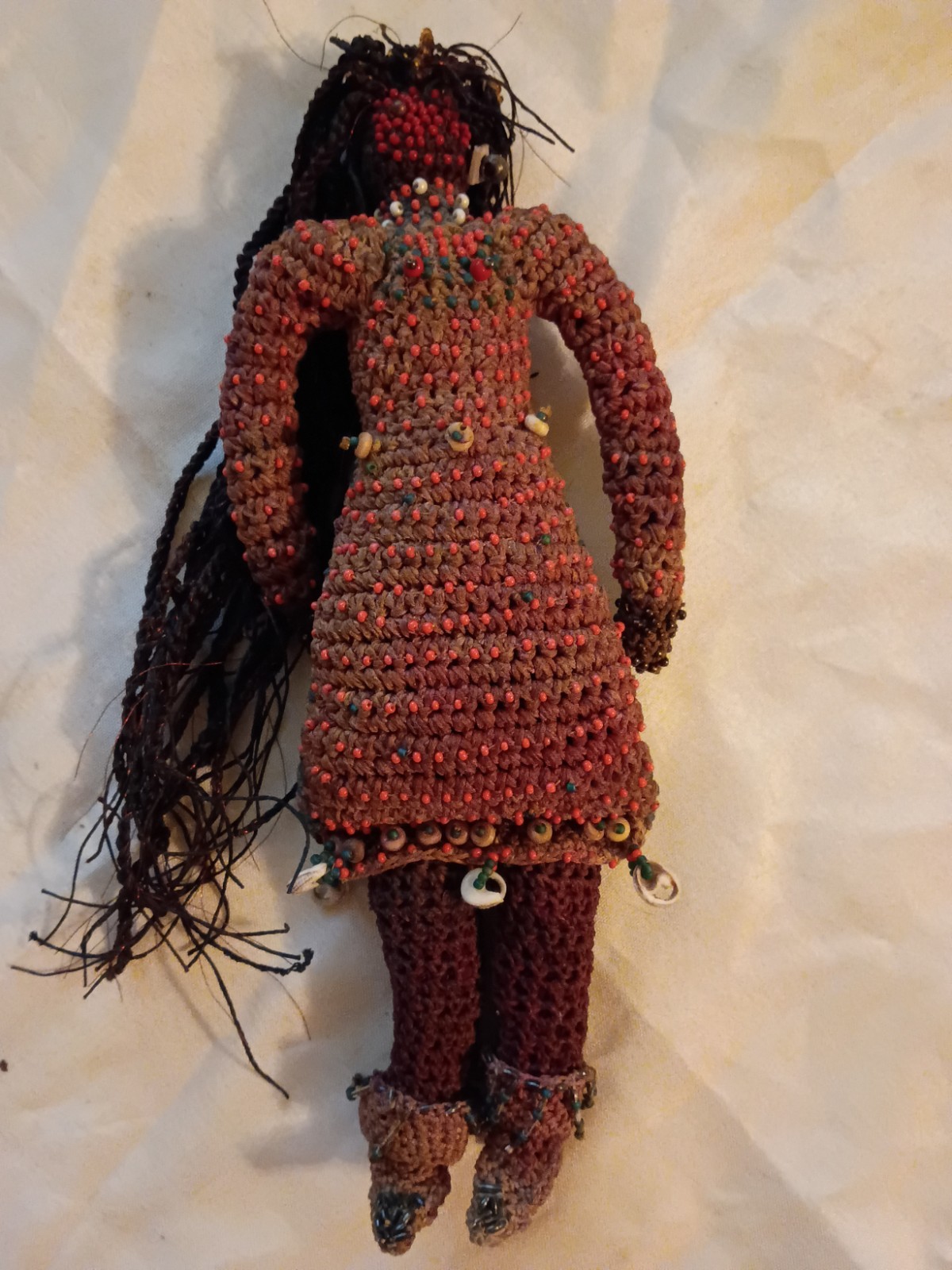 African Beaded Crochet Handmade vintage doll 10\