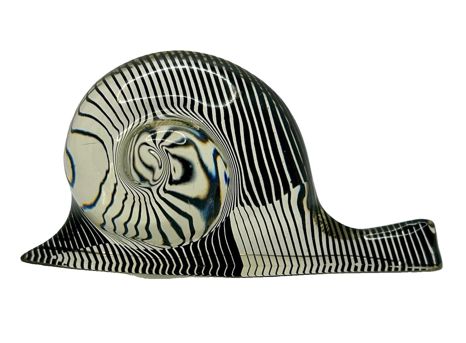 Vintage Abraham Palatnik Snail Op-Art Kinetic Lucite Sculpture Clear/Black Geo Vintage Abraham Palatnik Snail Op-Art Kinetic Lucite Sculpture Clear/Black Geo