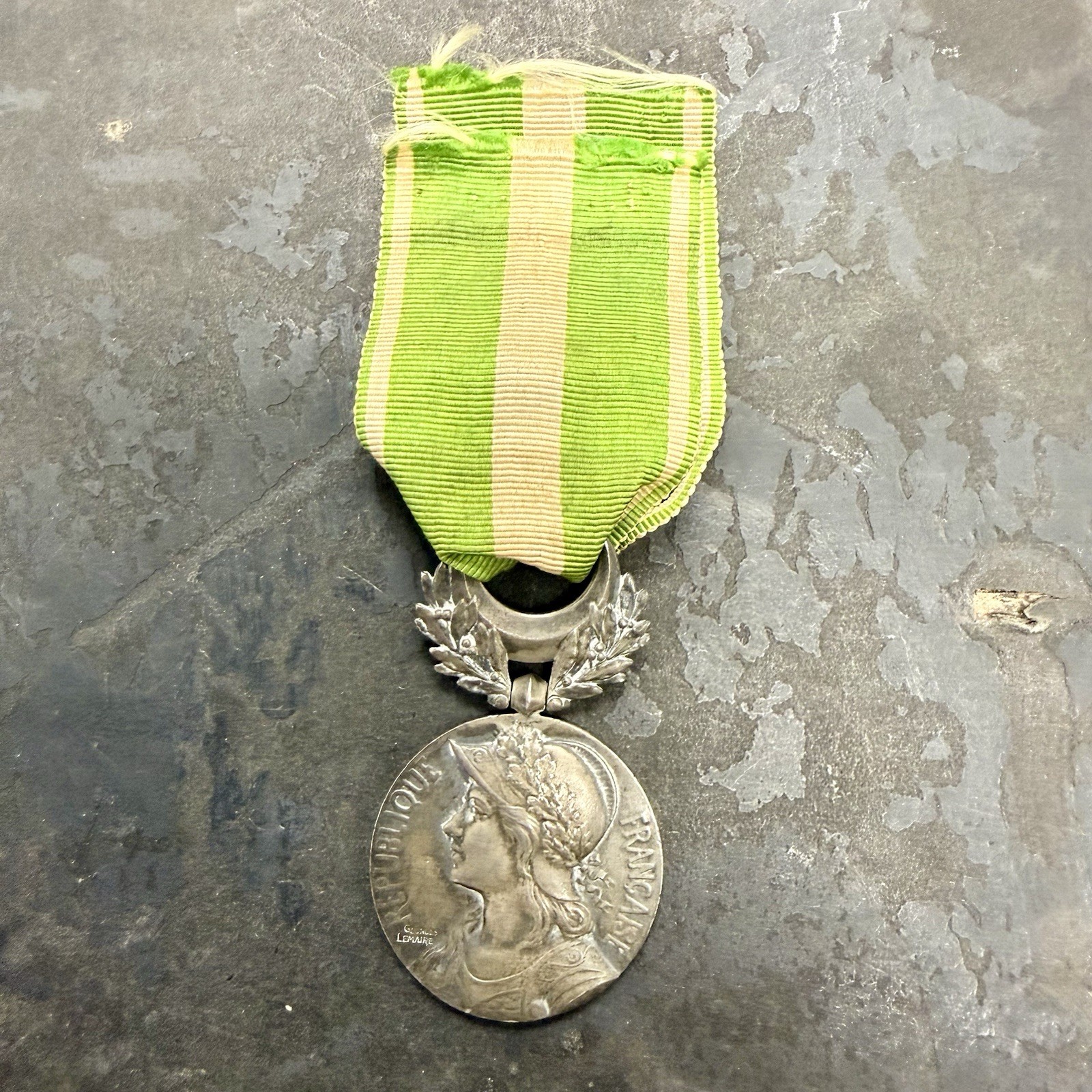 Original WW1 1909 French Moroccan Campaign Medal Sterling