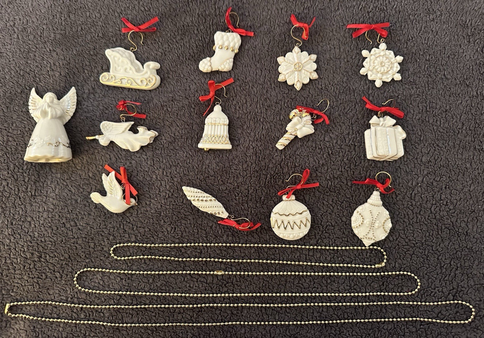 Lenox Holiday Delights Christmas Tree 12 Ornaments + Angel Topper + 3 String Set Lenox Holiday Delights Christmas Tree 12 Ornaments + Angel Topper + 3 String Set