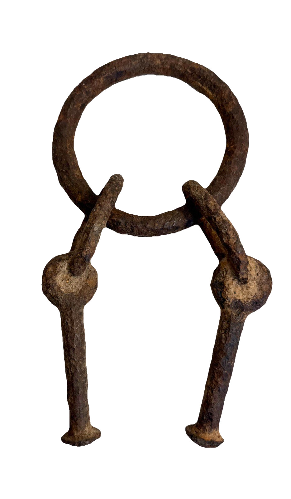 Antique Primitive Hand Forged Blacksmith Ring 2 Links & 2 Eye Bolts Rusty Patina Antique Primitive Hand Forged Blacksmith Ring 2 Links & 2 Eye Bolts Rusty Patina