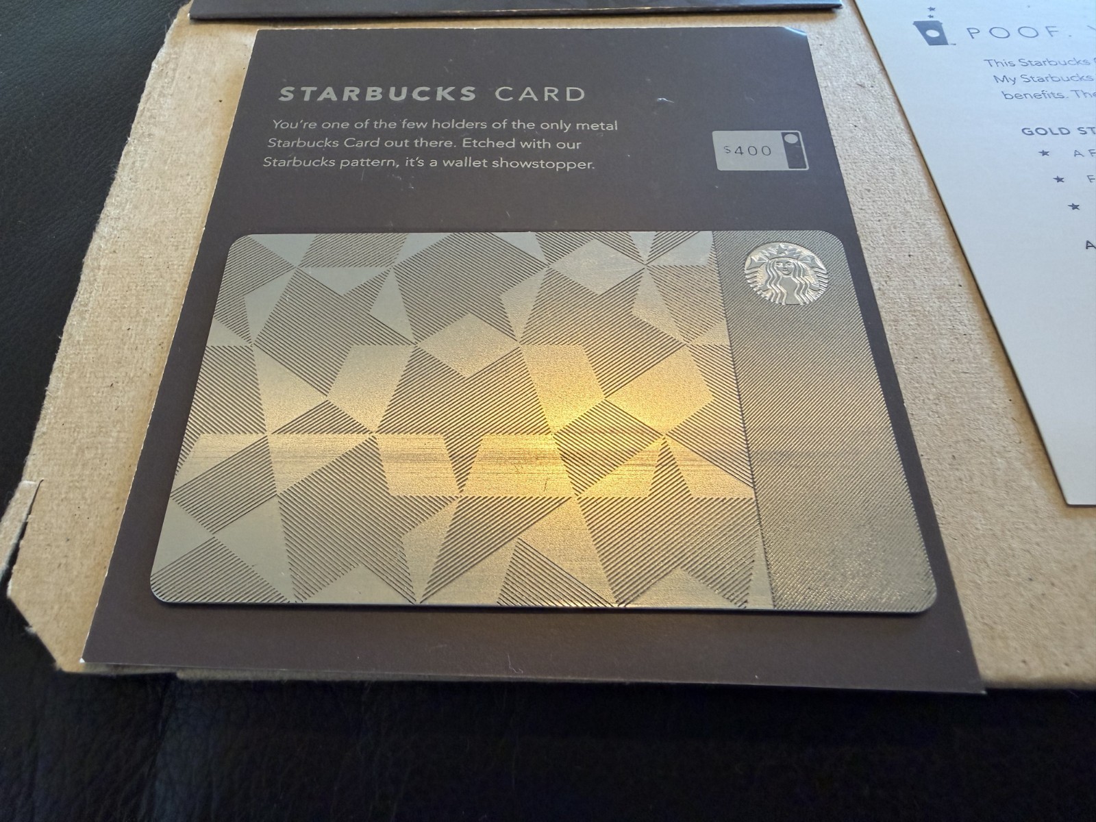 USED Starbucks rare Metal Card 2012 Gilt with original packaging