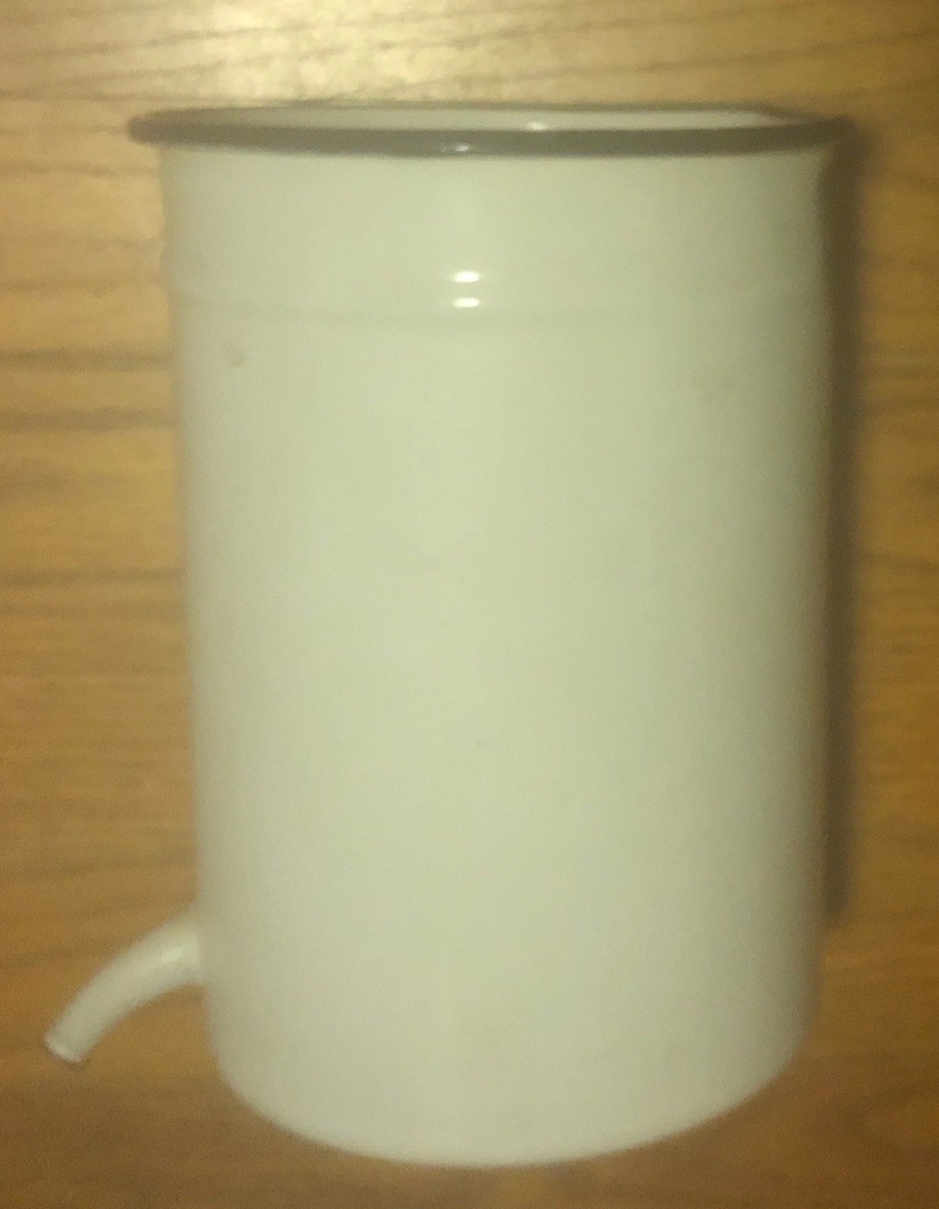 Vintage White Enamelware Wall Mount Enema Pot with Drain Spout