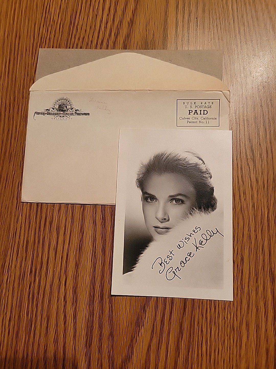 Vintage 1950s Grace Kelly Original Photo & Mailing Envelope Hollywood Actor 