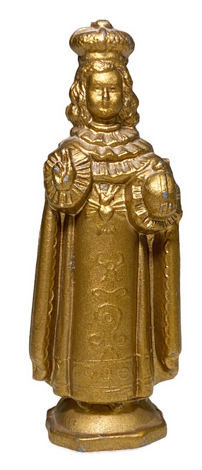 4.75 Inch Infant of Prague Religious Gold Statuette Metal Catholic Decor Collect