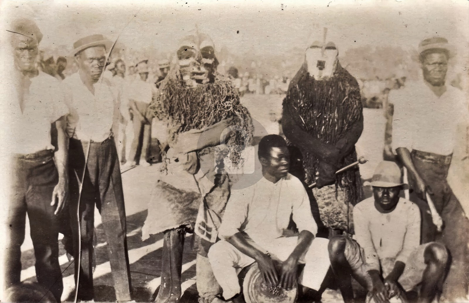 Belgian Congo Africa Ethnic Natives Tribe Masks c1928 RPPC Photo Postcard COPY Belgian Congo Africa Ethnic Natives Tribe Masks c1928 RPPC Photo Postcard COPY