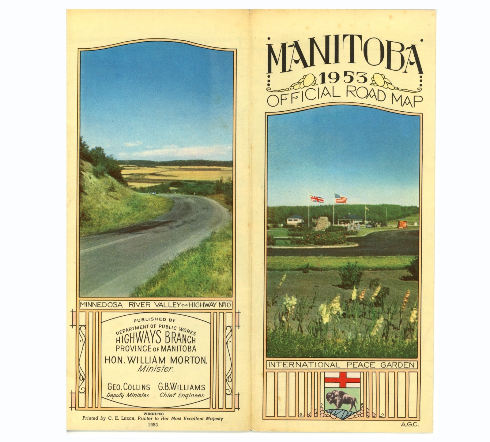 Vintage 1953 Manitoba Canada Official Road Map