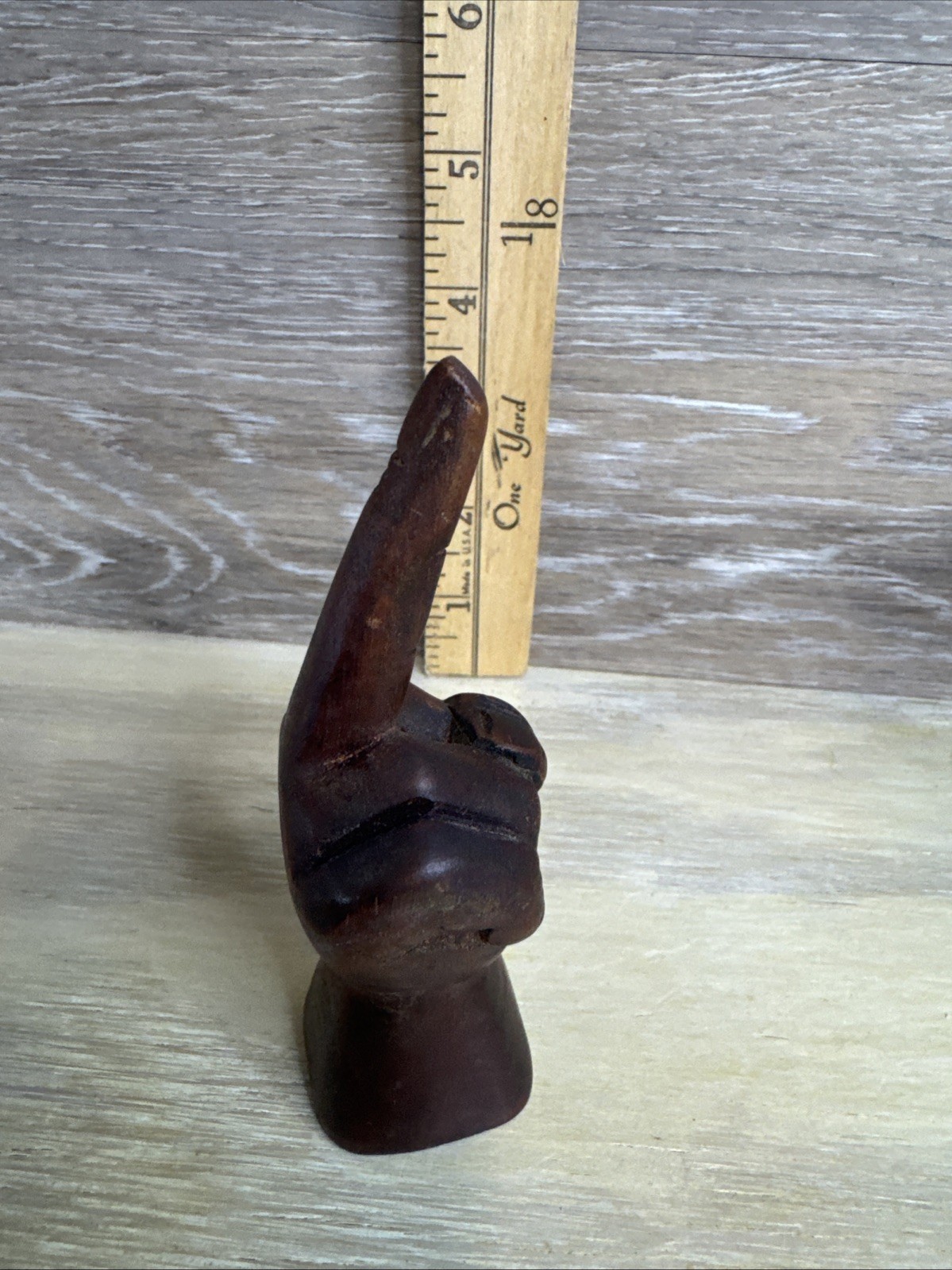 Vintage Hand-Carved Wooden Middle Finger Flipping Bird (4 Vintage Hand-Carved Wooden Middle Finger Flipping Bird (4