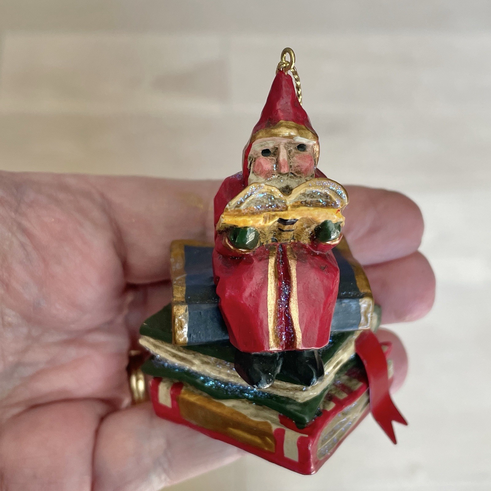 Vintage Pam Schifferl Santa Claus Christmas Ornament Folk Art Books