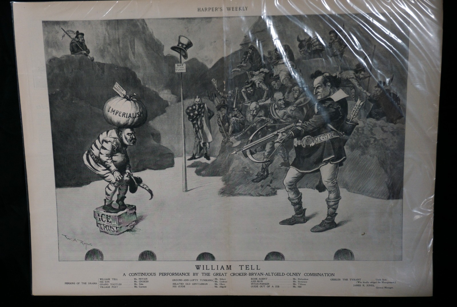 Orig 1890 Harper's Weekly Political Cartoon William Tell by W.A. Rogers - Rare Orig 1890 Harper's Weekly Political Cartoon William Tell by W.A. Rogers - Rare
