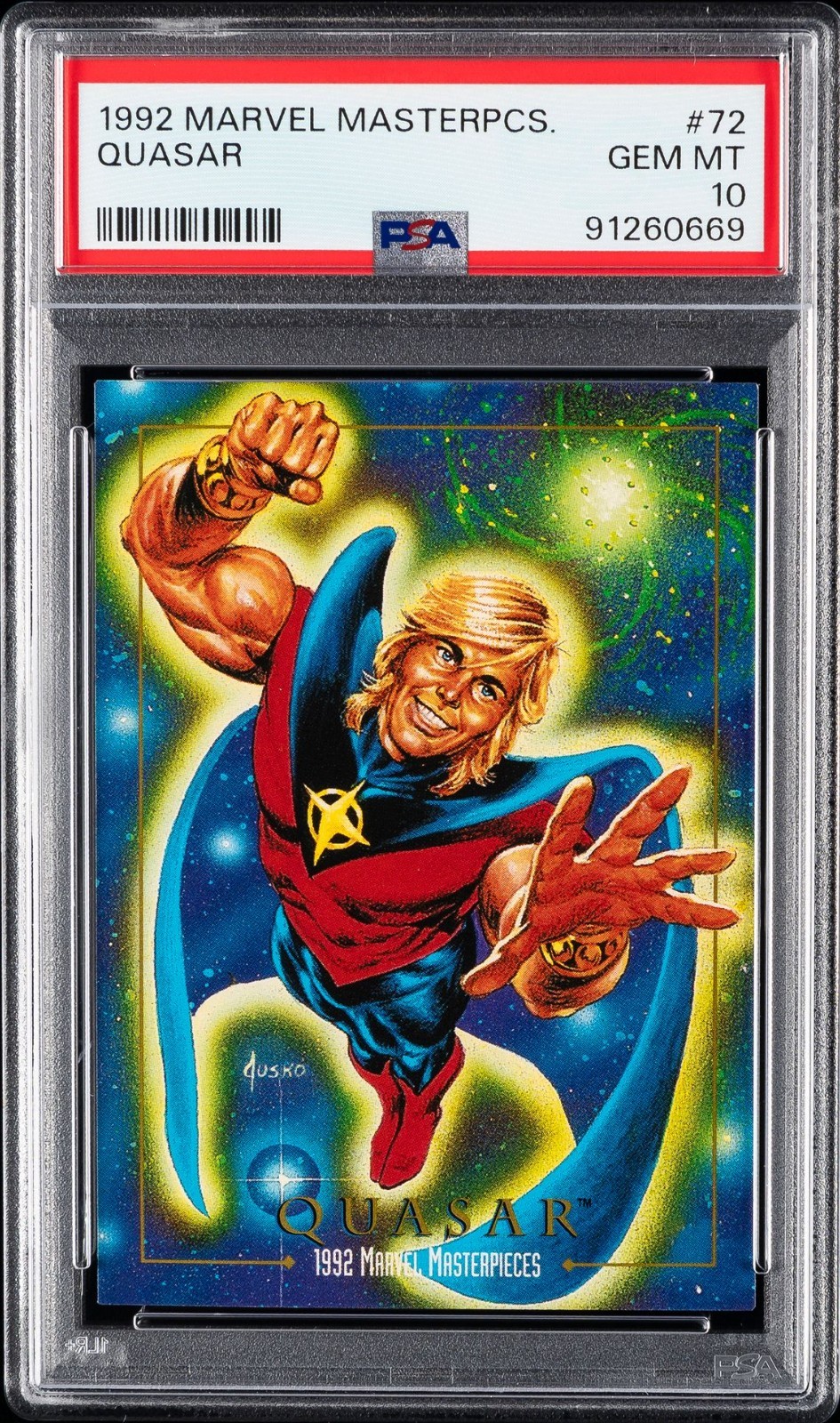 1992 Skybox Marvel Masterpieces #72 QUASAR PSA 10 Joe Jusko Avengers - Guardians