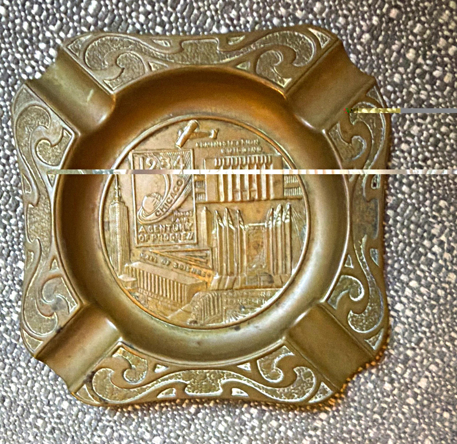1934 Chicago World’s Fair Century of Progress Metal Ashtray, World’s Fairs