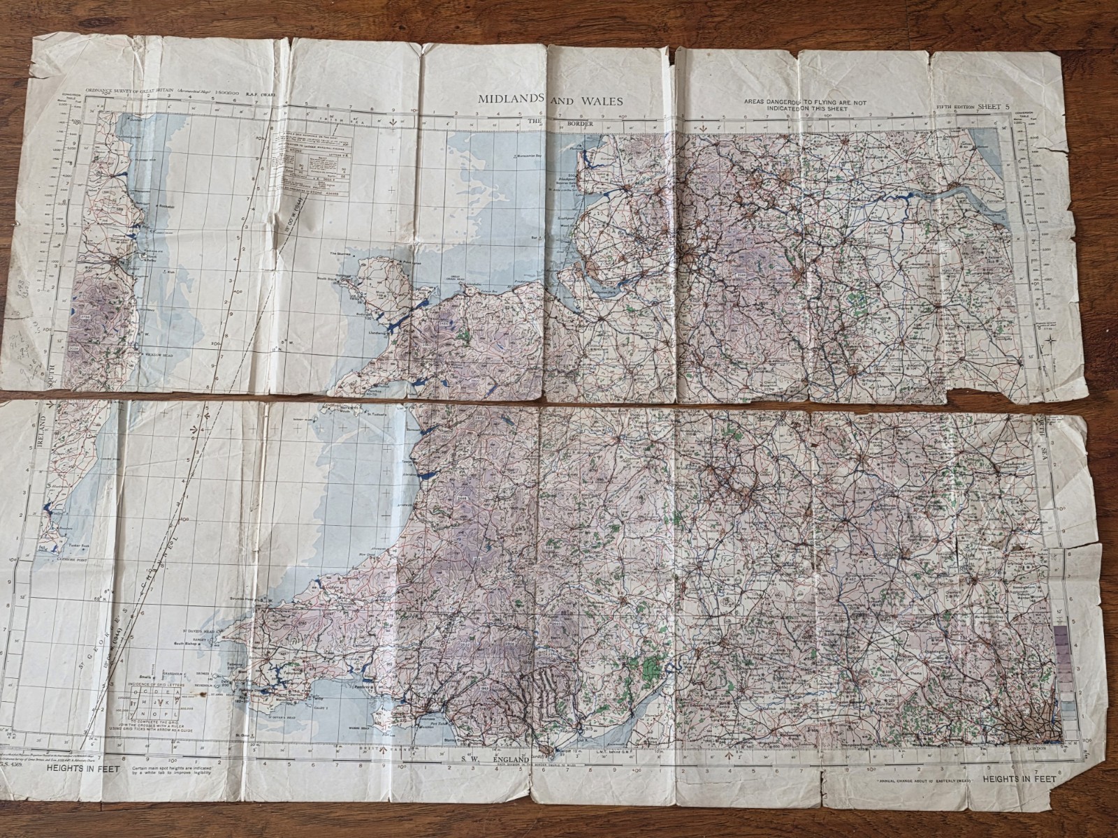 Genuine WWII RAF/USAAF aviation/navigation map — Ordnance Survey Aviation...
