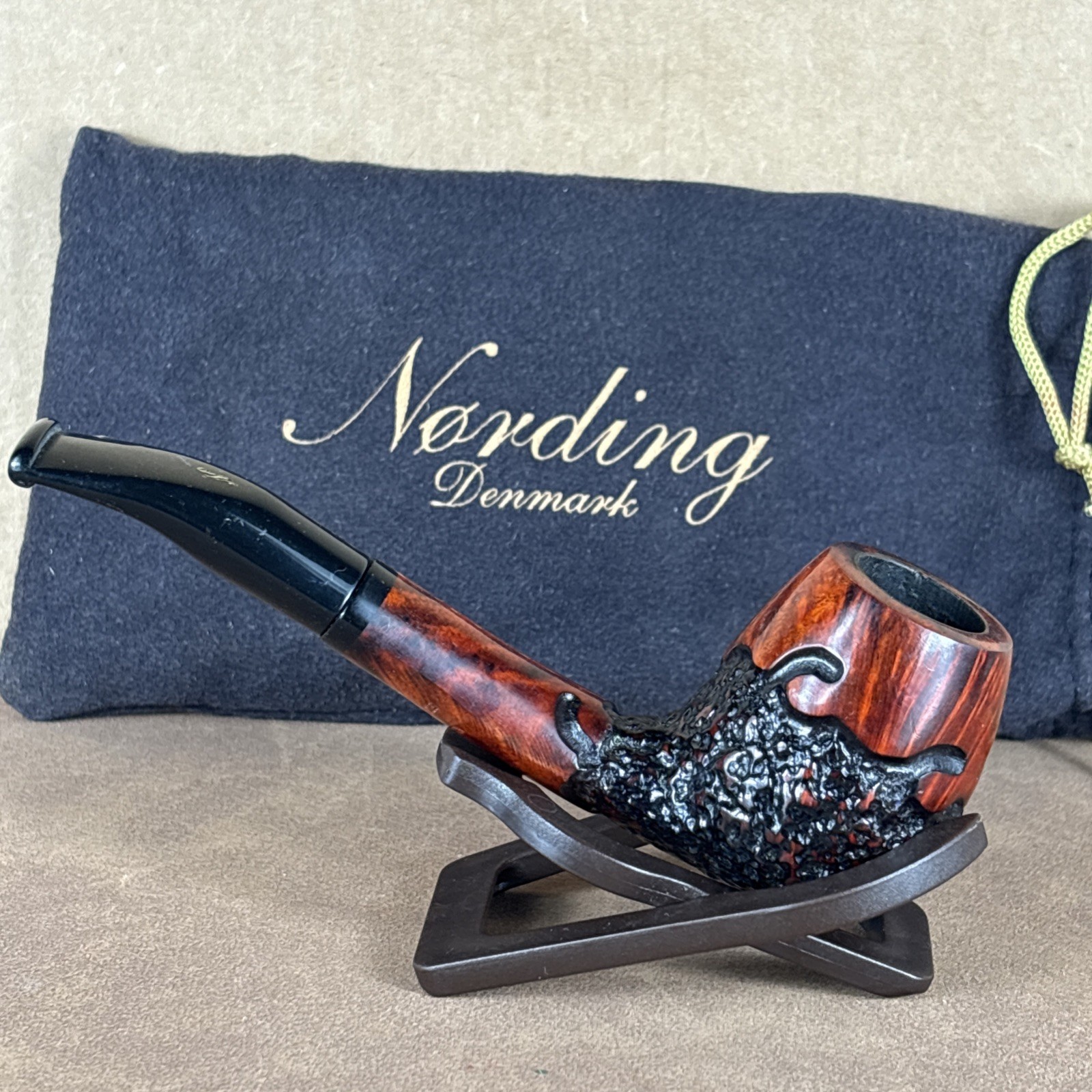 Erik Nording 204 Partially Rusticated Freehand Handmade Denmark Estate Pipe