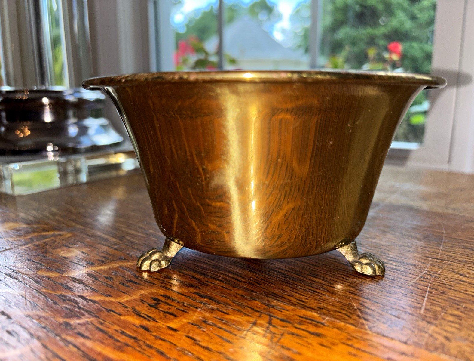Vintage Solid Brass Footed Bowl Claw Feet Frolick Specialties Trinket Key Dish