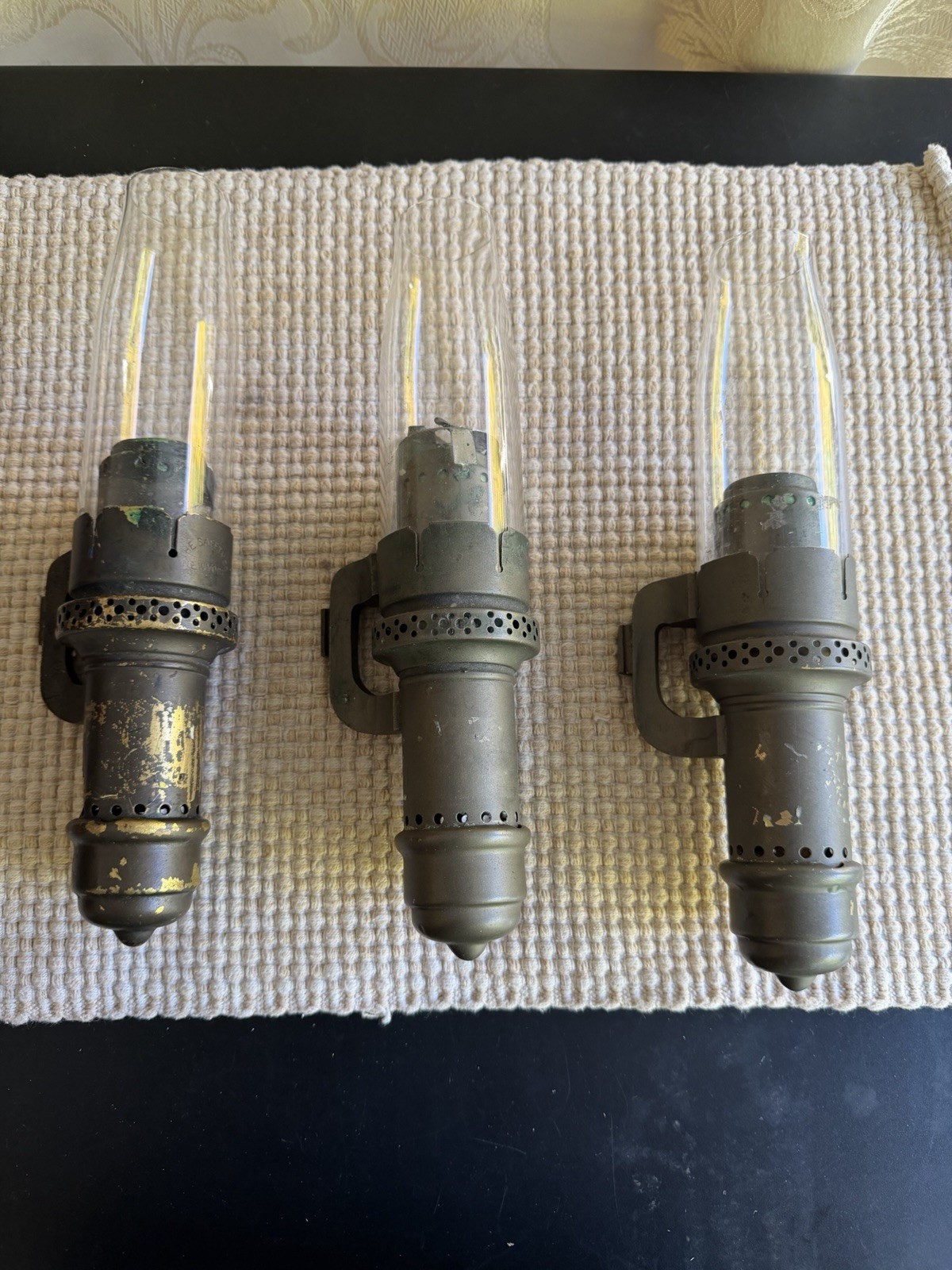 Antique Set of 3 The Safety Co New York Railroad Passenger Car Candle Lamps Antique Set of 3 The Safety Co New York Railroad Passenger Car Candle Lamps