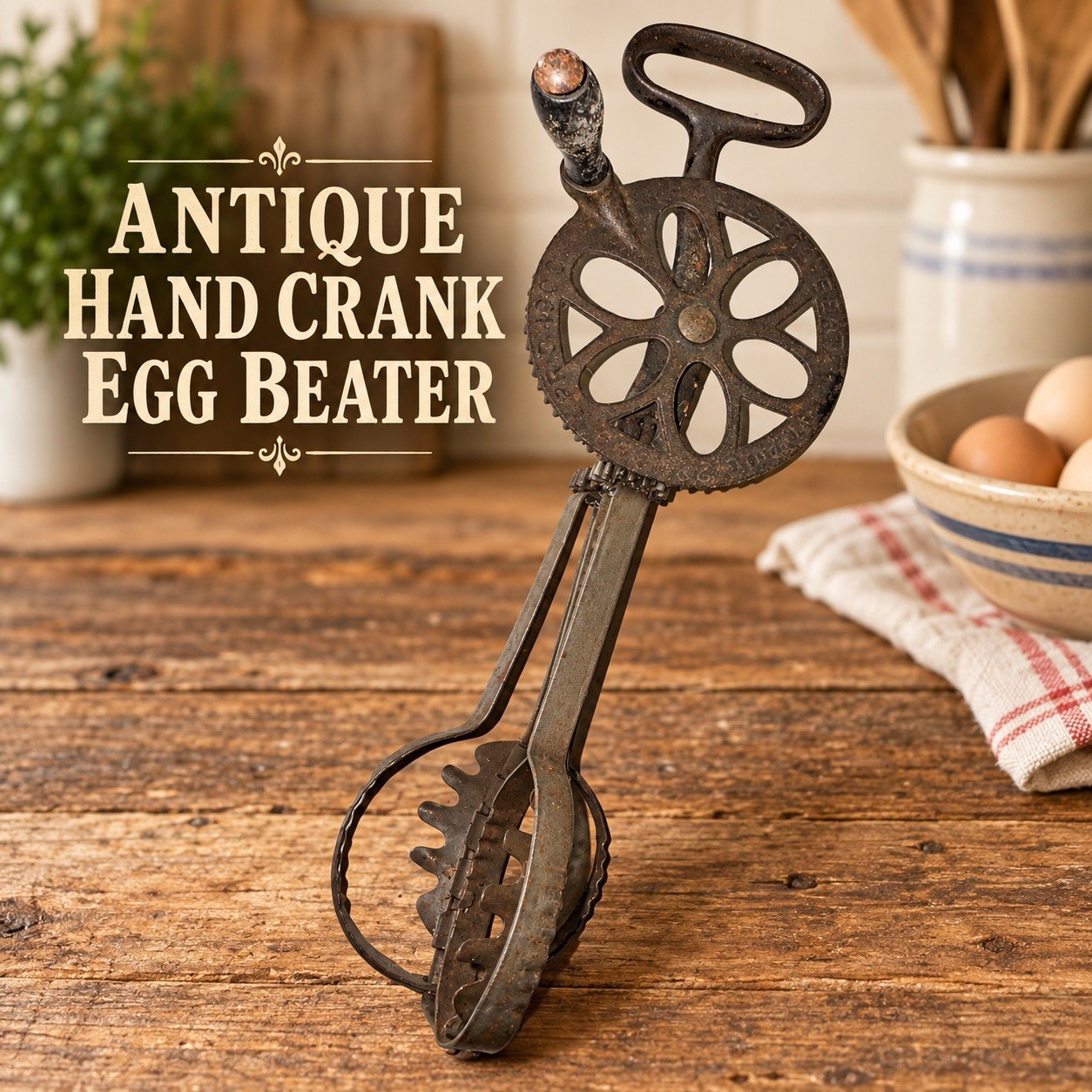 Antique 1869 Patent Cast Iron Hand Crank Egg Beater Primitive Kitchen Tool Antique 1869 Patent Cast Iron Hand Crank Egg Beater Primitive Kitchen Tool