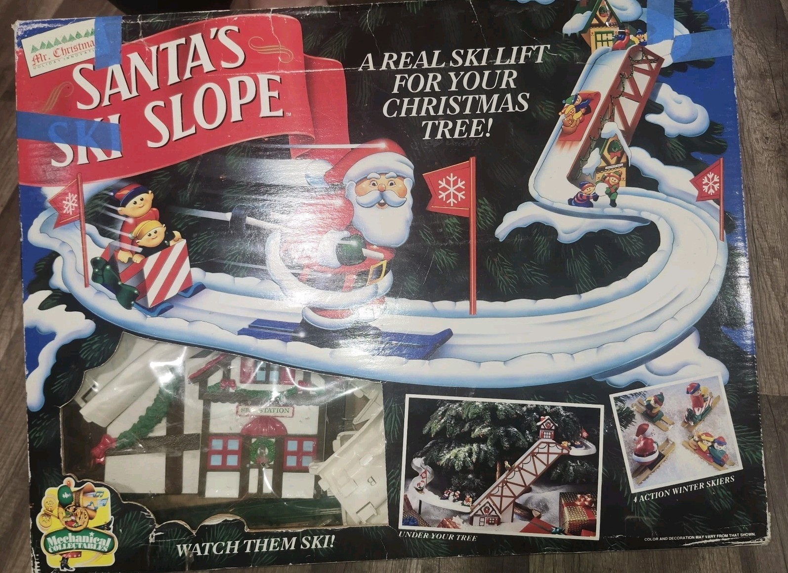 1992 Mr. Christmas Santa\'s Ski Slope Animated Tree Ski-Lift Complete Works Video 1992 Mr. Christmas Santa\'s Ski Slope Animated Tree Ski-Lift Complete Works Video