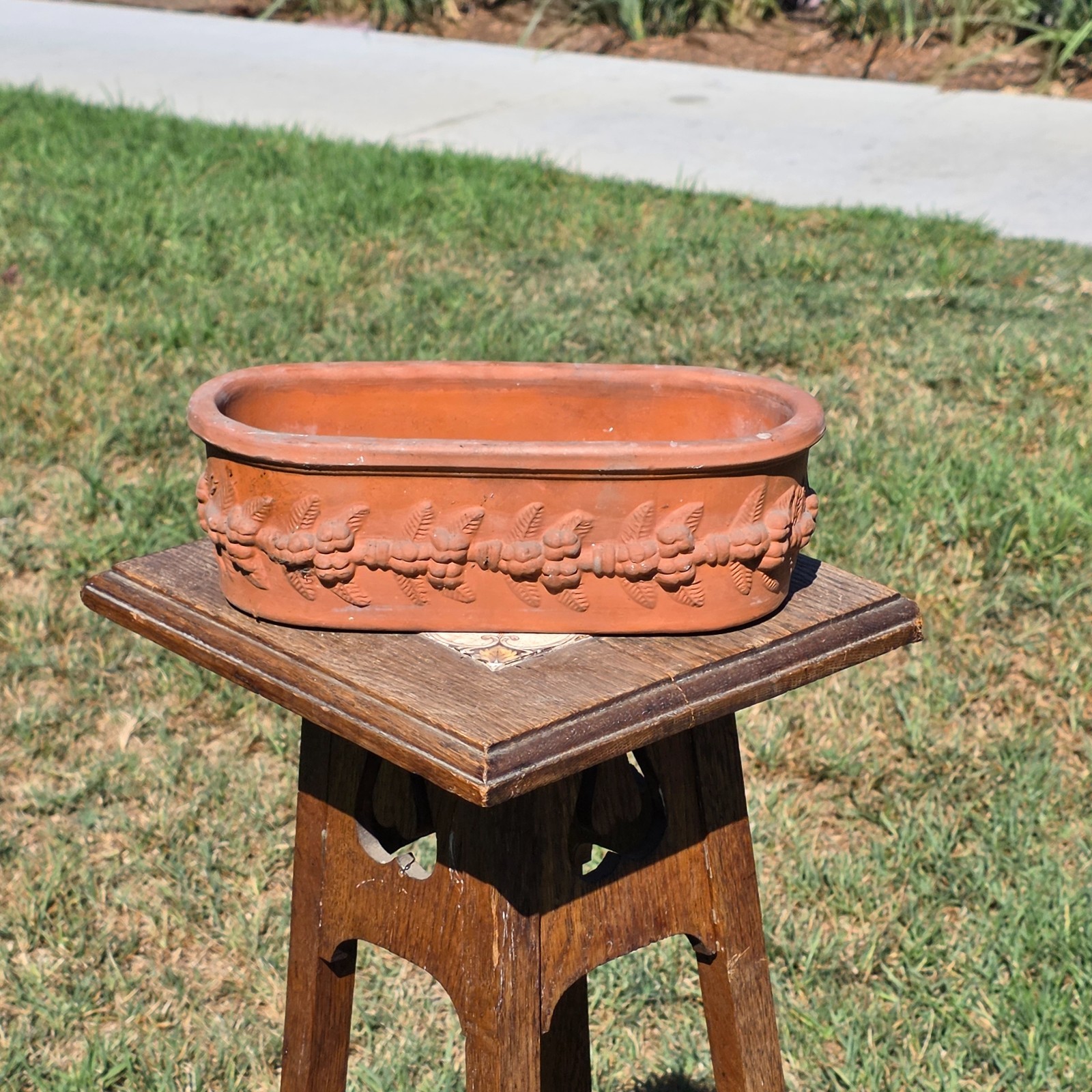 Vtg Terracotta Oval Planter Made in Italy Fruit Garland Swag Flower Clay Pot 11\ Vtg Terracotta Oval Planter Made in Italy Fruit Garland Swag Flower Clay Pot 11\