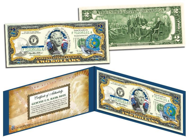 TEXAS Statehood $2 Two-Dollar US Bill TX State *Genuine Legal Tender* TEXAS Statehood $2 Two-Dollar US Bill TX State *Genuine Legal Tender*