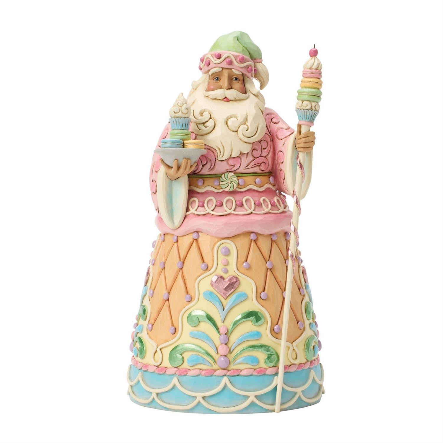 Jim Shore HEARTWOOD SWEETS SANTA W/MACARON STAFF-SANTA\'S INDULGENCE 6018891 NEW