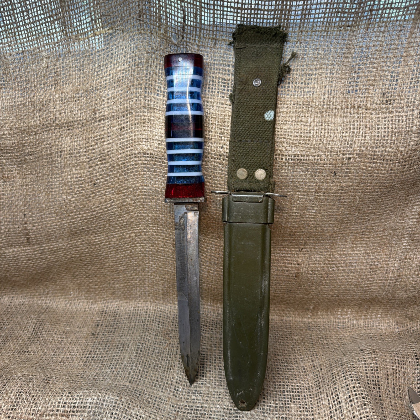 WWII US Utica Bayonet Fighting Knife with Scabbard