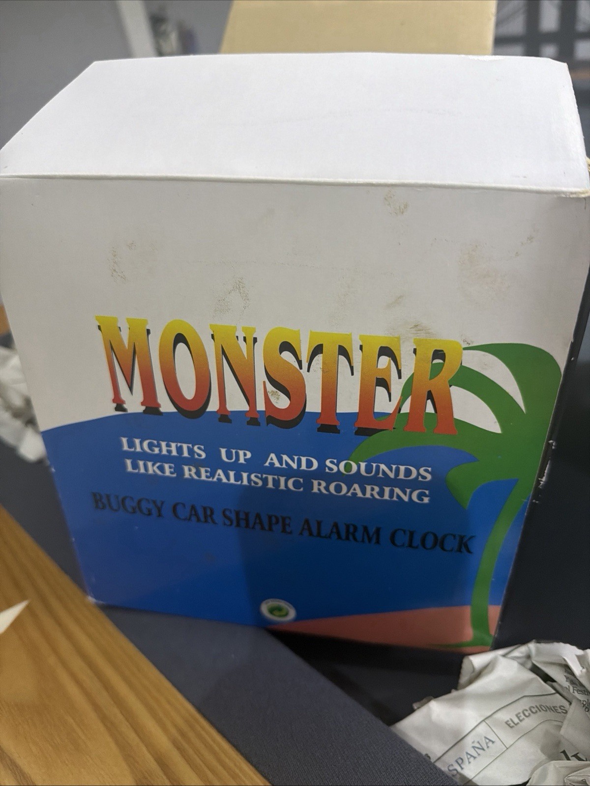 Vintage Monster Truck Alarm Clock Green Buggy Light & Roaring Sound Original Box