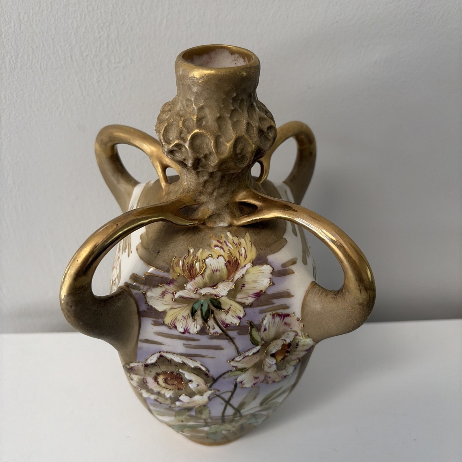 Antique Amphora Turn Teplitz Art Nouveau RStK Pottery Vase 10.5” Austria c1900s
