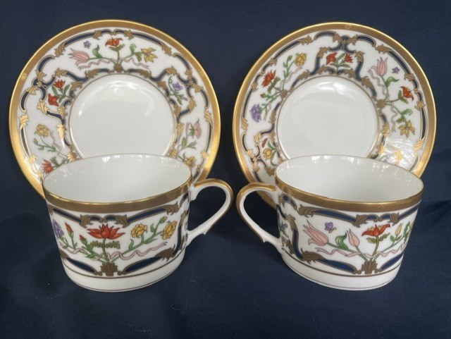 Christian Dior Renaissance Cup & Saucer 55265 TWO sets, 24k Gold VTG Orig Pkg