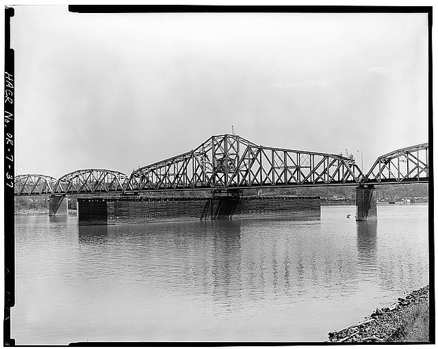 Burlington Northern Bridge Over River 1930s Steel Truss Railroad Bridge