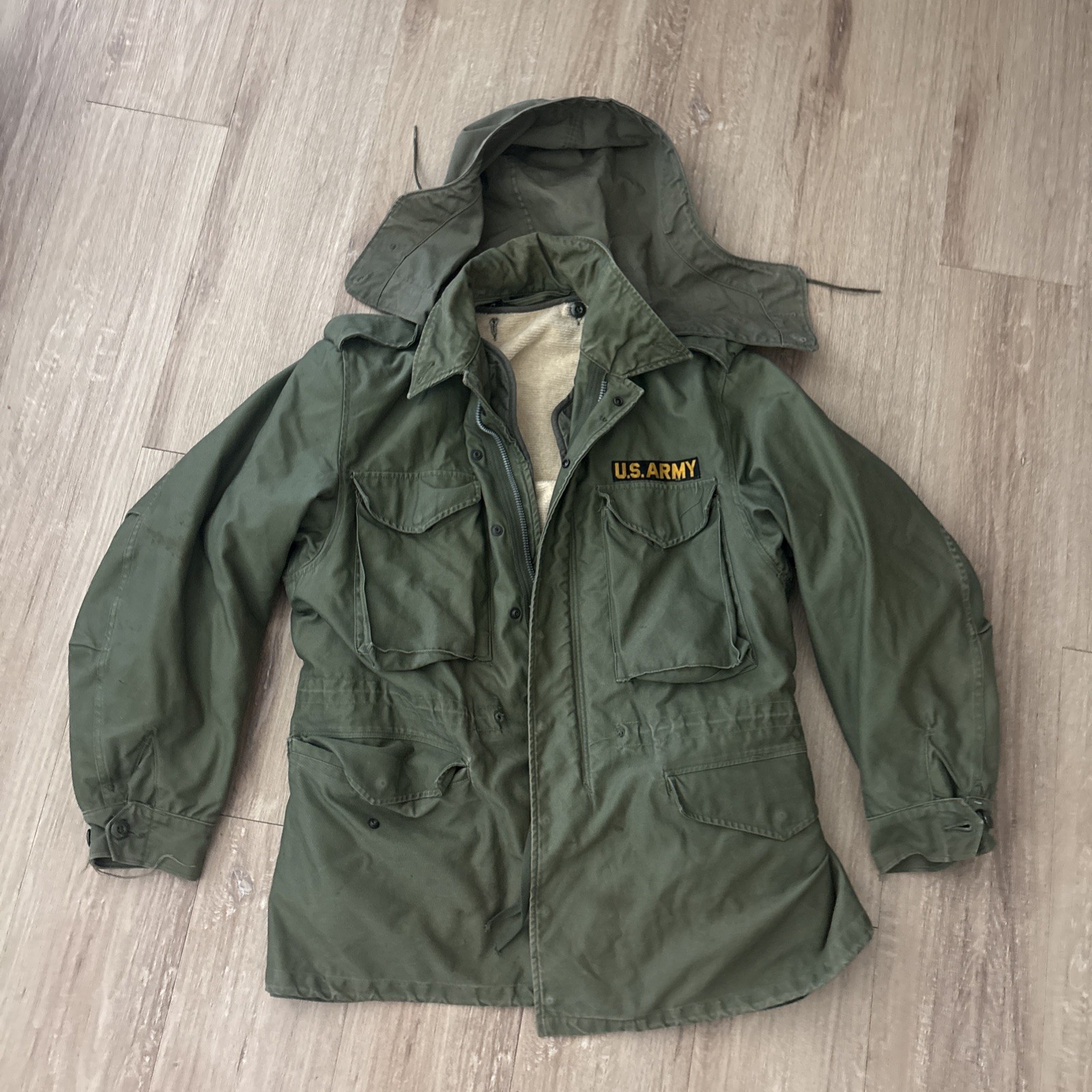 Vintage M51 Field Jacket US Army Military OG-107 w/ liner and hood  Medium Reg