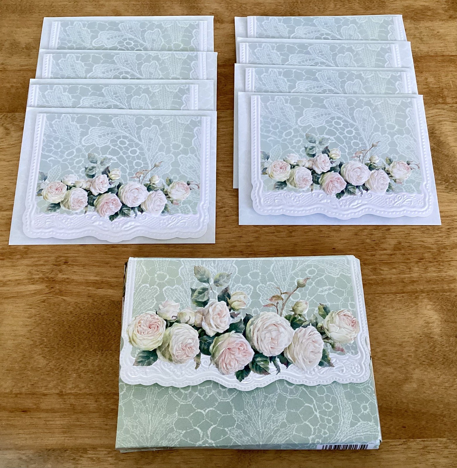 VTG CAROL’S ROSE GARDEN Embossed Die Cut Note Cards 8 Count-New/Unused