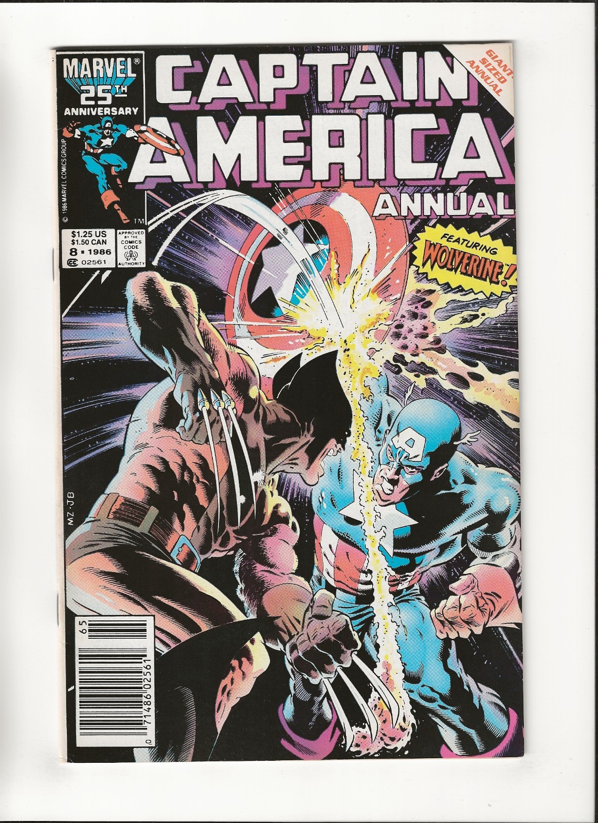 Captain America Annual #8 Classic Mike Zeck Cover Art Newsstand High Grade 1986