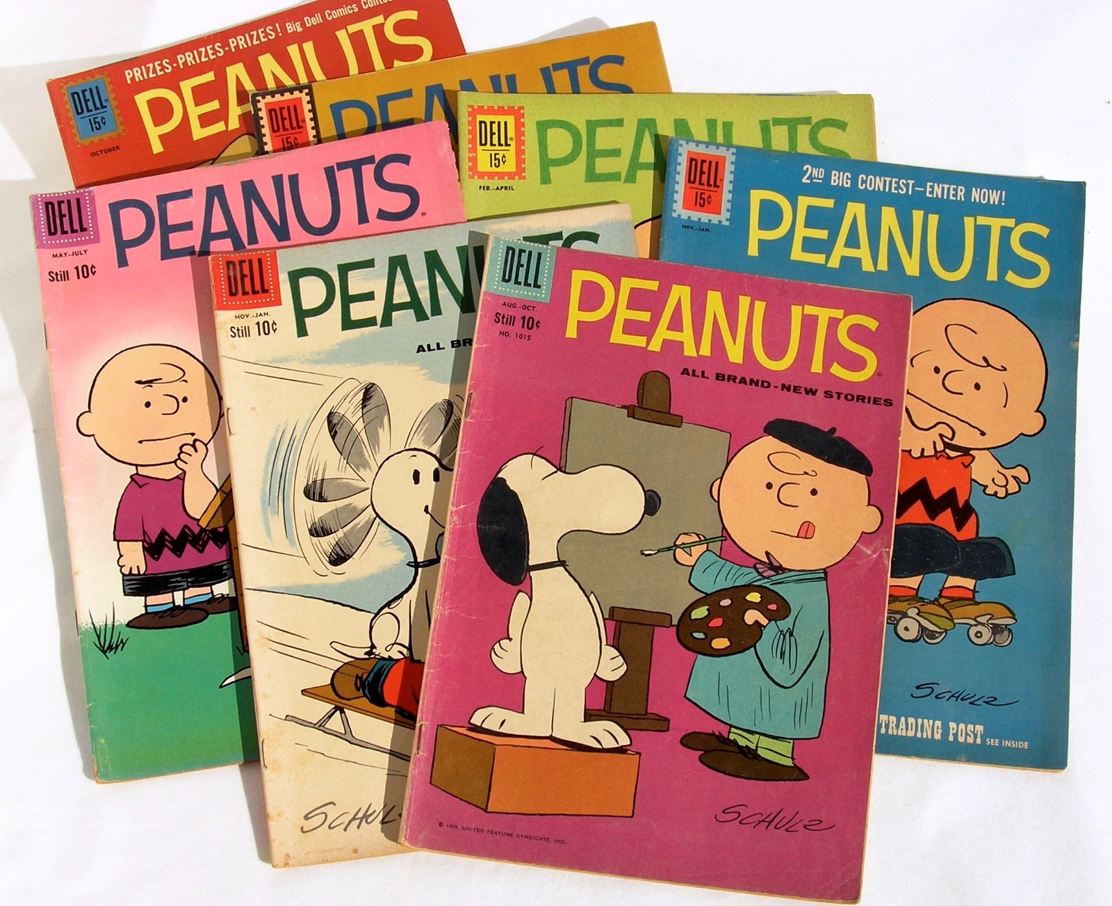 Vintage Dell Peanuts Comic Book Lot (7) Snoopy Charlie Brown