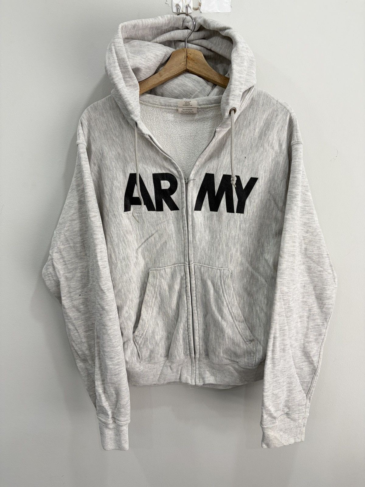 Vintage Army Zip Up Spellout Sweater Hoodie navy