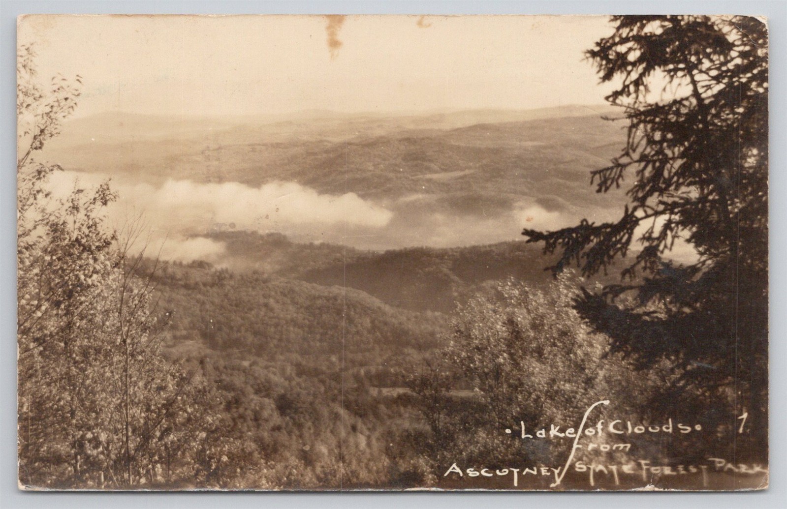 RPPC Lake Of The Clouds Mount Ascutney State Park VT C1930s Postcard AH22