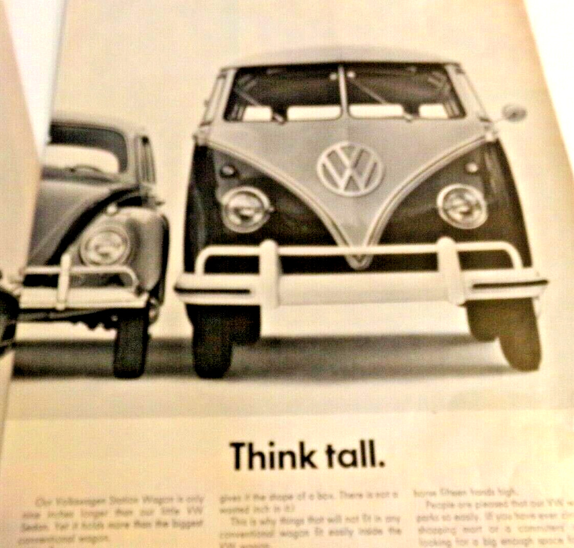 1961 VW Bus Volkswagen Bug/Bus Print Advertisements  Car Art-Peace-Love