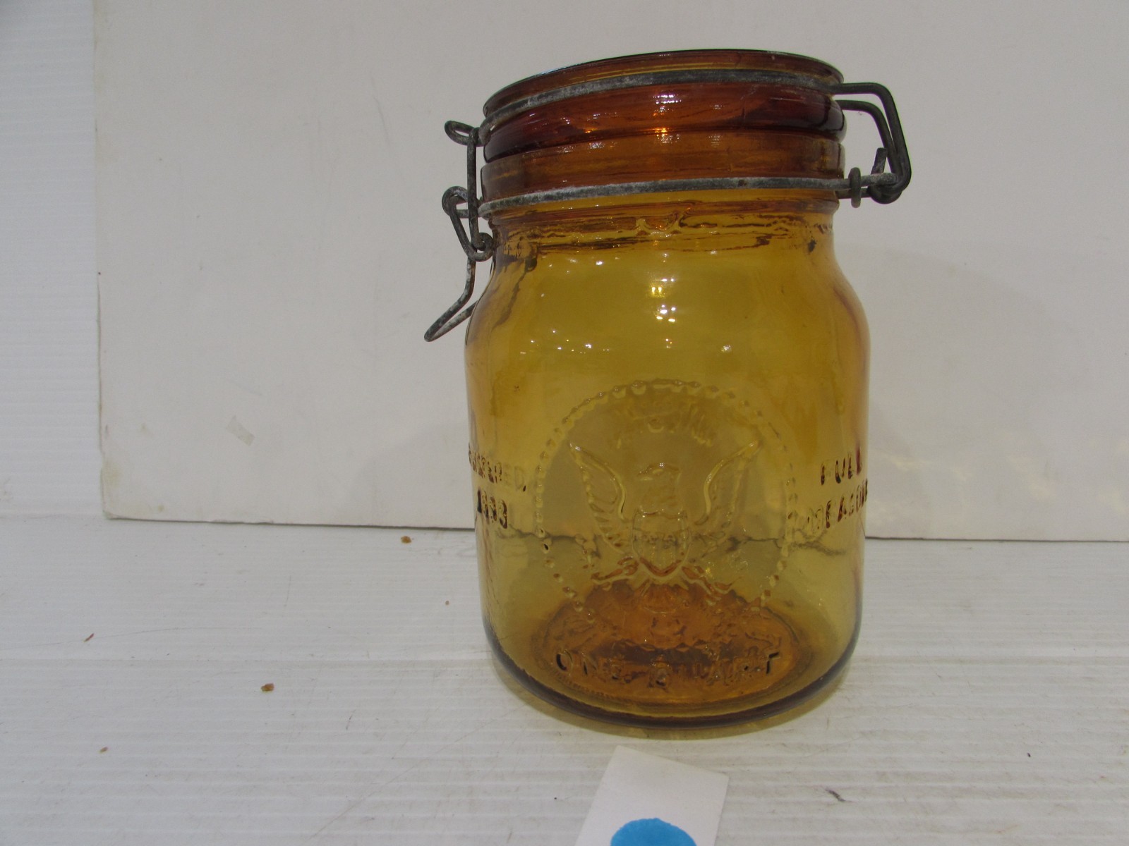 Vintage 1965 Crownford China Co. Italy Amber Mason 1 QT. Jar