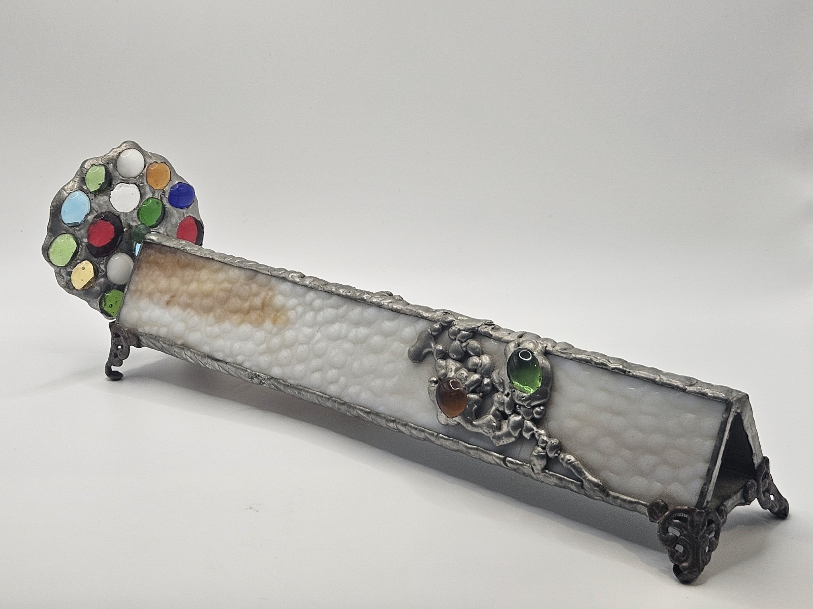 Vintage Handmade Stained Glass Parlor Kaleidoscope Jewel Wheeled Pedestal Scope Vintage Handmade Stained Glass Parlor Kaleidoscope Jewel Wheeled Pedestal Scope