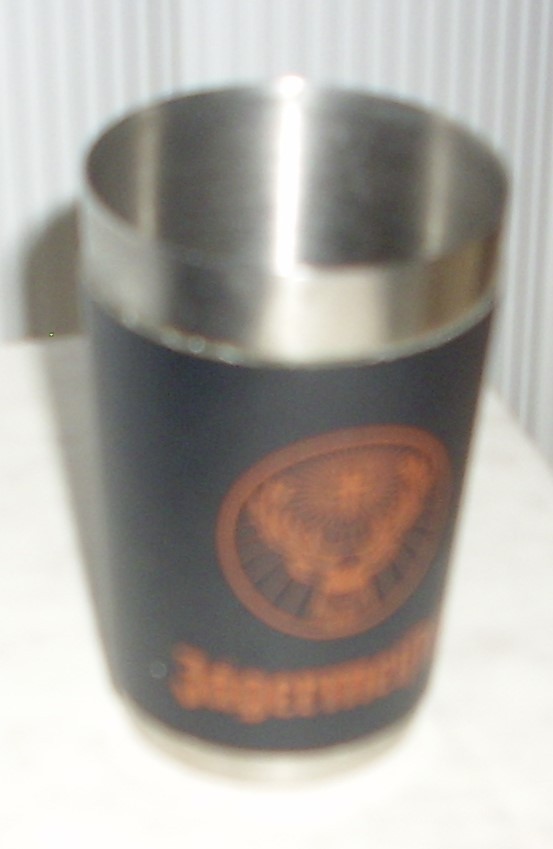 Vintage Pair Shot Glasses Jagermeister Stainless Steel Wrapped In Faux Leather Vintage Pair Shot Glasses Jagermeister Stainless Steel Wrapped In Faux Leather