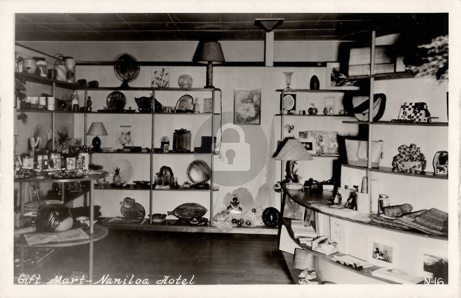 Gift Mart Shop Within Naniloa Hotel Hilo Hawaii c1940-50s RPPC Postcard COPY
