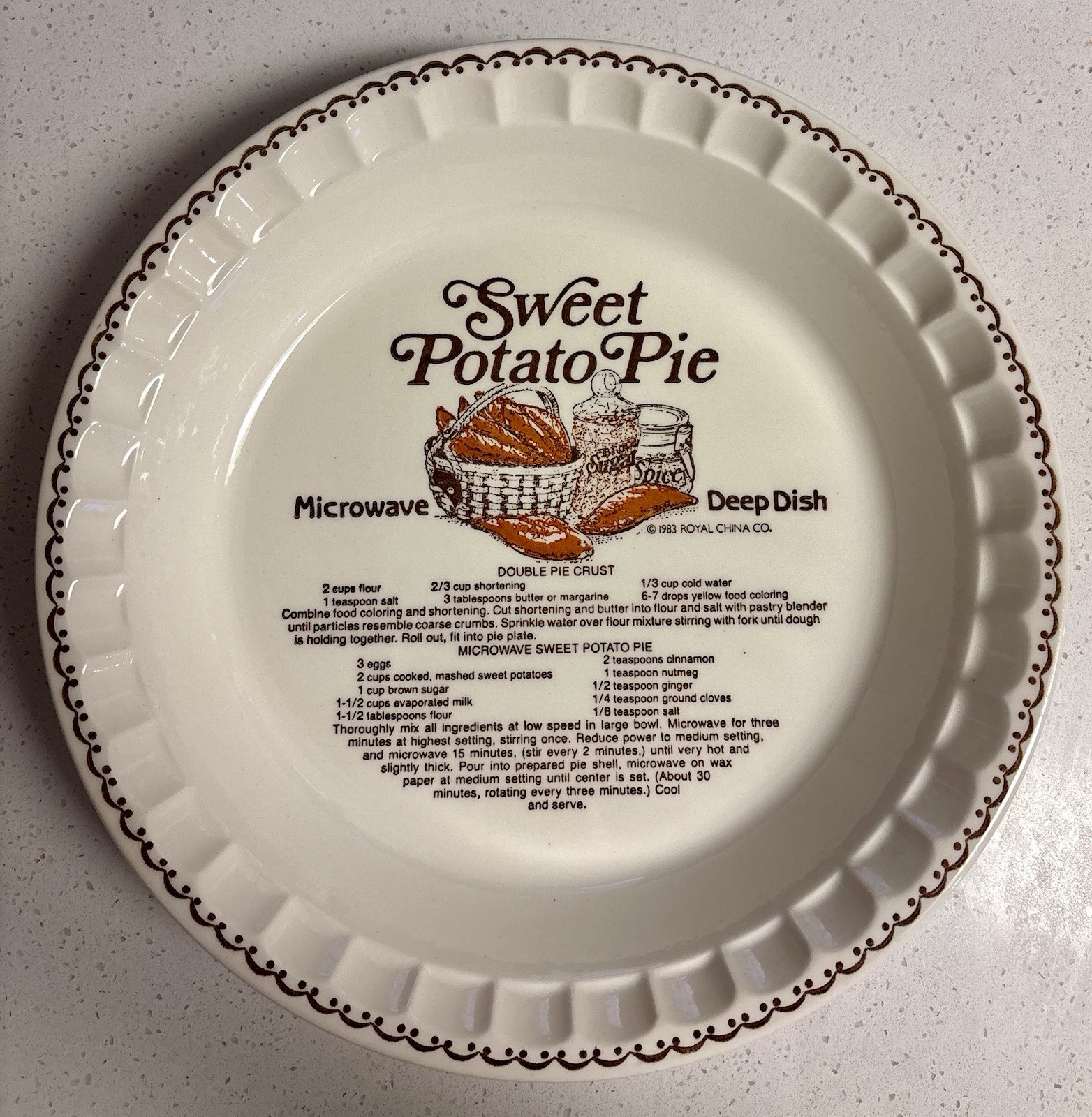 Vintage Royal China Country Harvest Sweet Potato Pie Dish RARE 1983 Vintage Royal China Country Harvest Sweet Potato Pie Dish RARE 1983