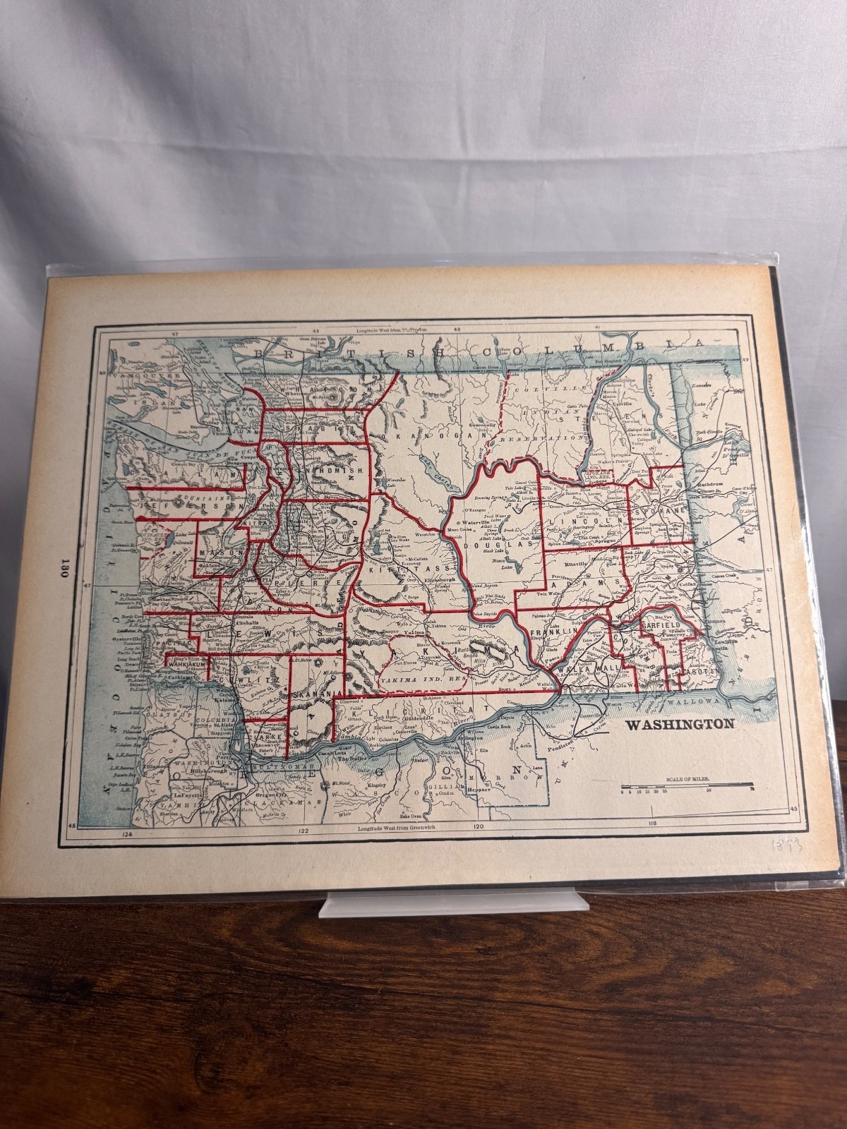 1897 Washington County Map Antique Atlas Railroad Vintage Paper