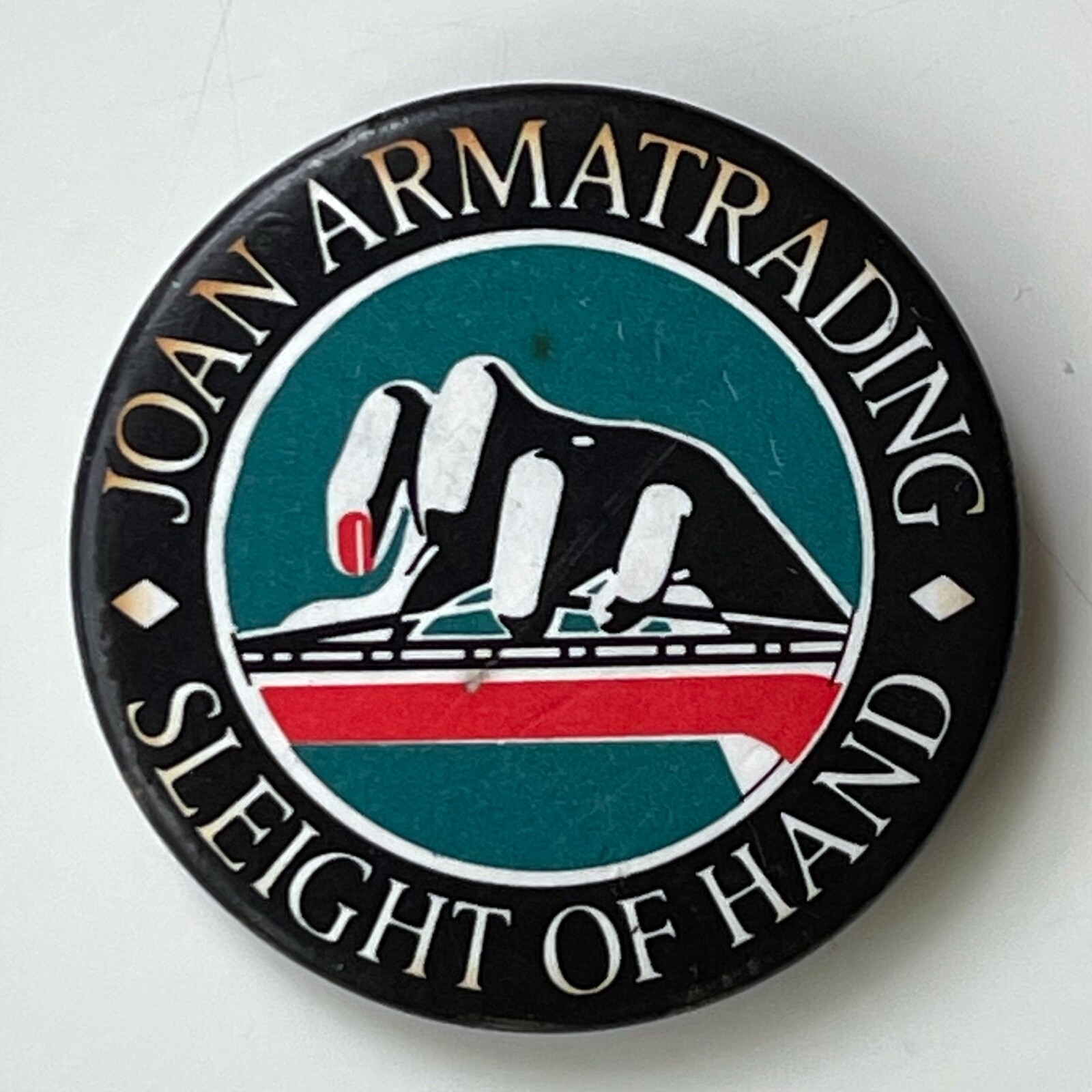 Vintage 1986 JOAN ARMATRADING pin A&M promo button Sleight Of Hand badge 1.25\