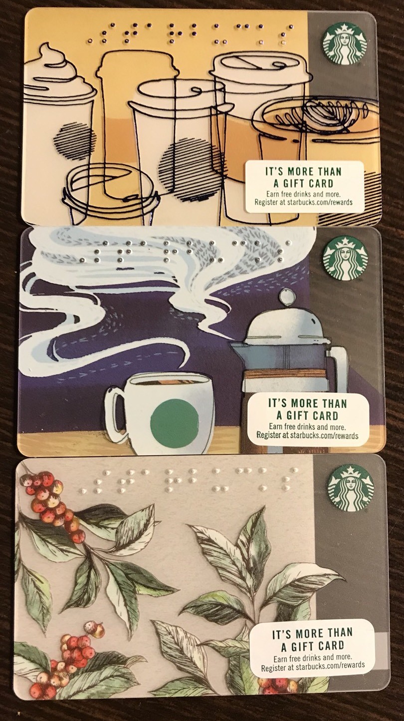 Lot Of 3 Different Starbucks Gift Card \