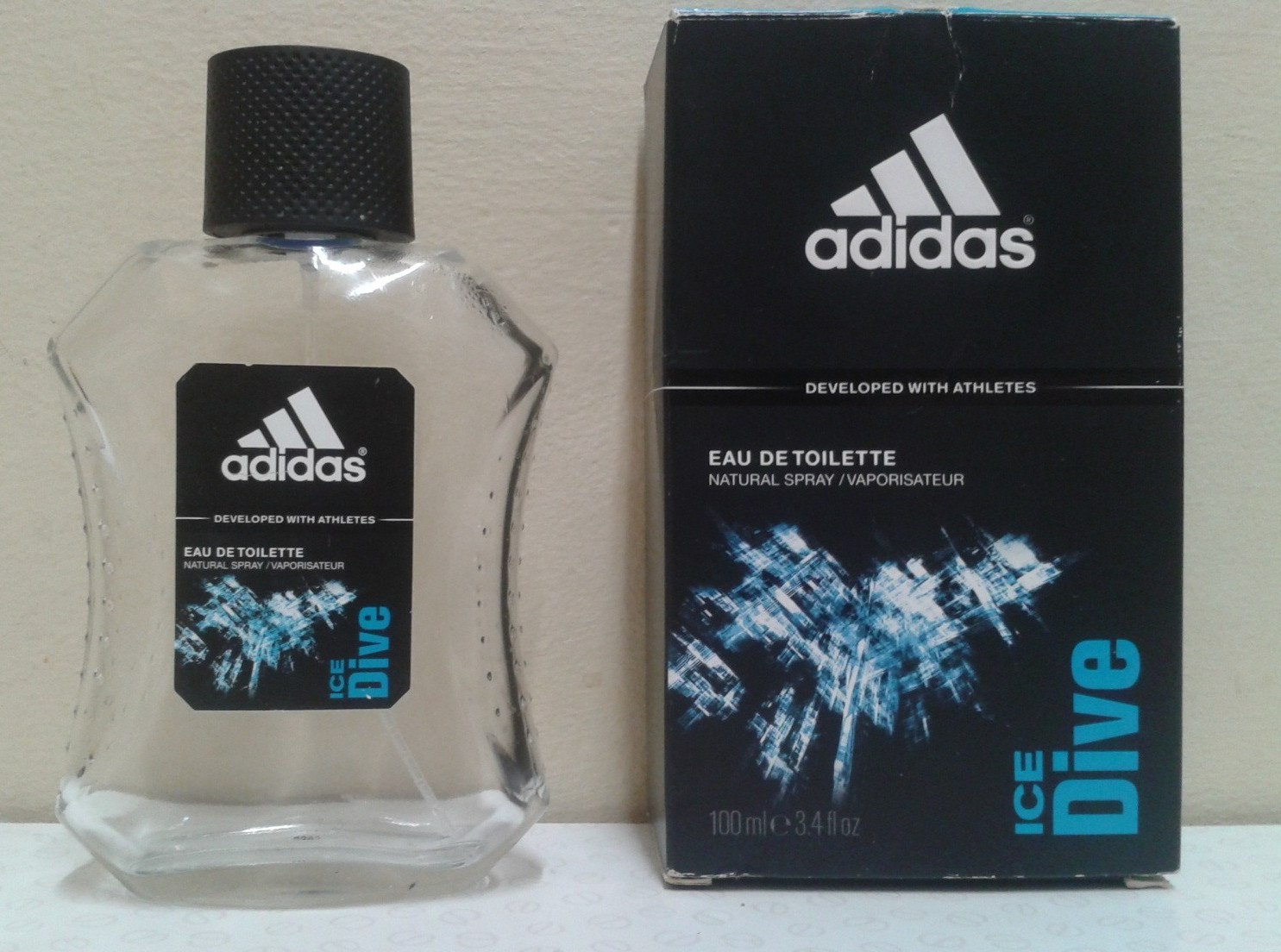 Vintage empty adidas ICE DIVE Eau de toilette body spray bottle & original box