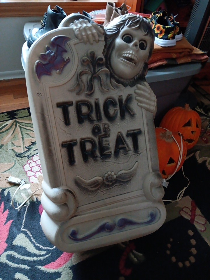 Vintage Halloween Blow Mold Trick Or Treat Tombstone 29 Vintage Halloween Blow Mold Trick Or Treat Tombstone 29
