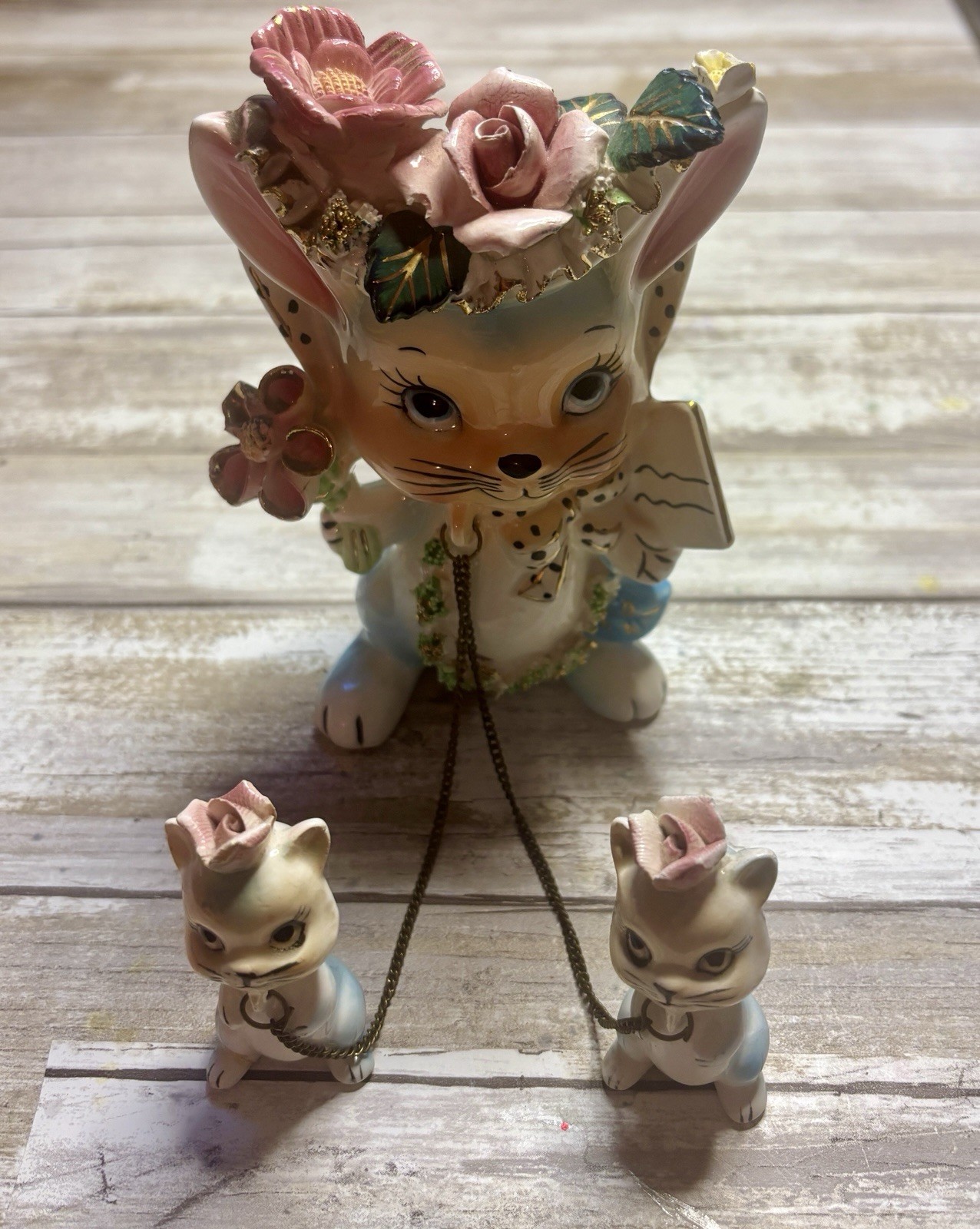 Vintage Lipper & Mann Anthropomorphic Bunny And Babies Figures Vintage Lipper & Mann Anthropomorphic Bunny And Babies Figures