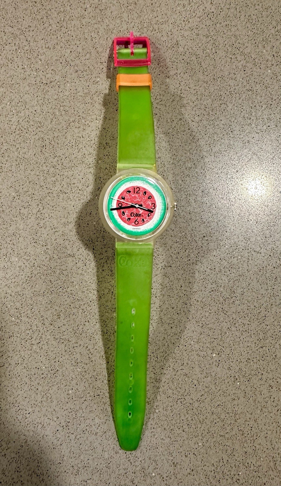 Vintage Coca Cola Coke Watermelon Swiss Watch Green Jelly Band Swatch Style