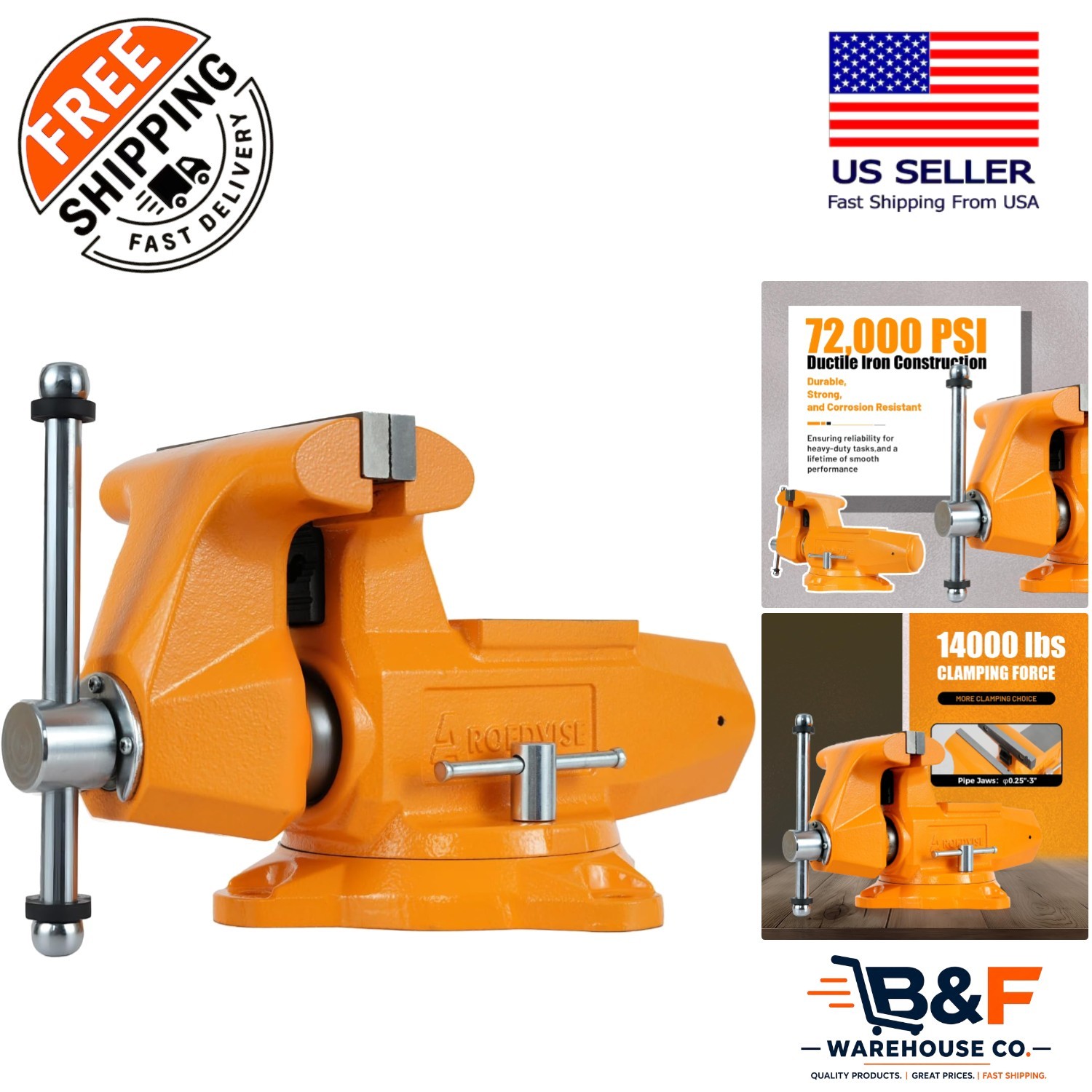 Versatile 6-Inch Bench Vise with 14,000 Lbs Clamping Power & Adjustable Features Versatile 6-Inch Bench Vise with 14,000 Lbs Clamping Power & Adjustable Features